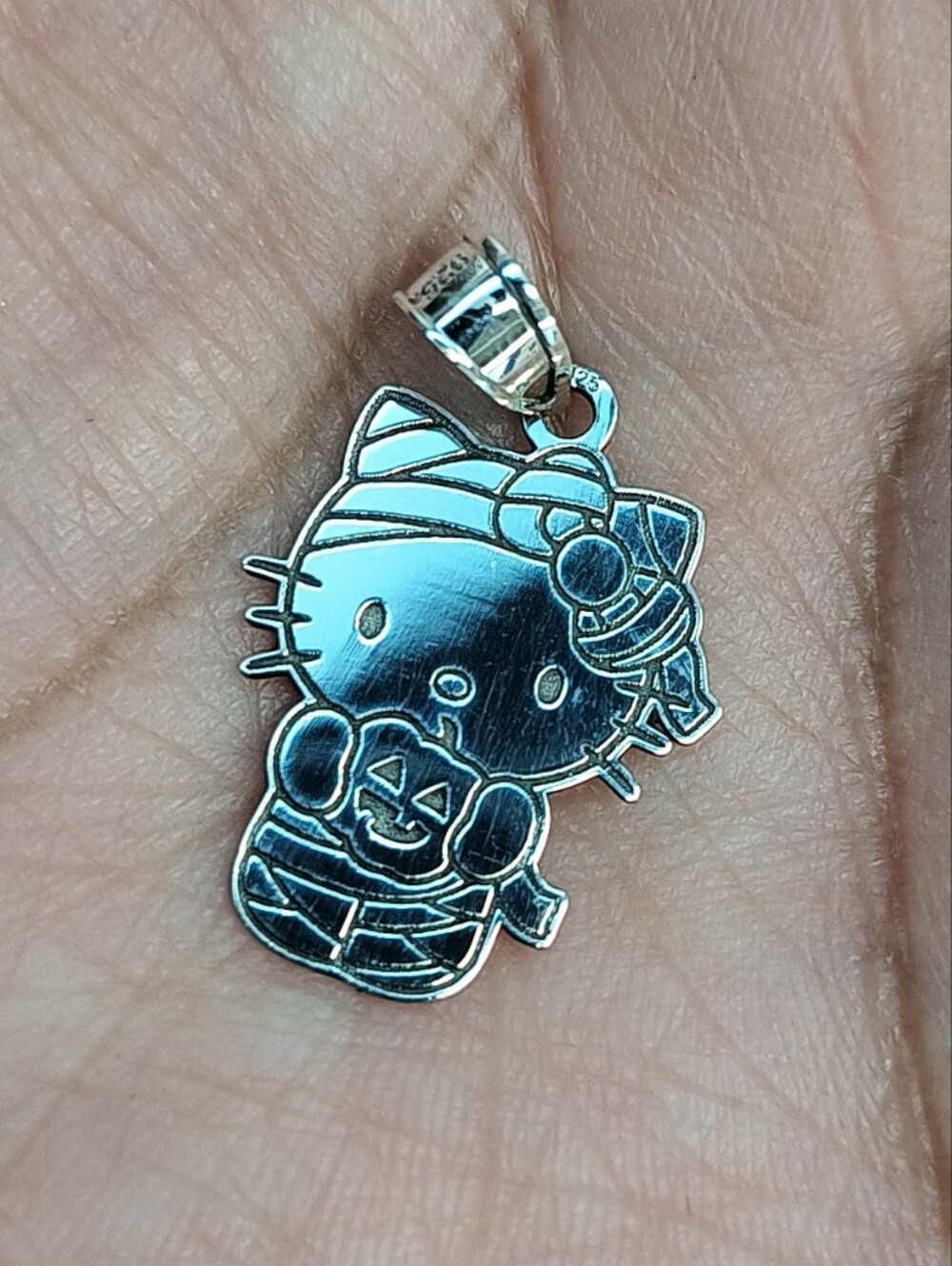925 Sterling Silver Kitty Mummy Pendant Charm